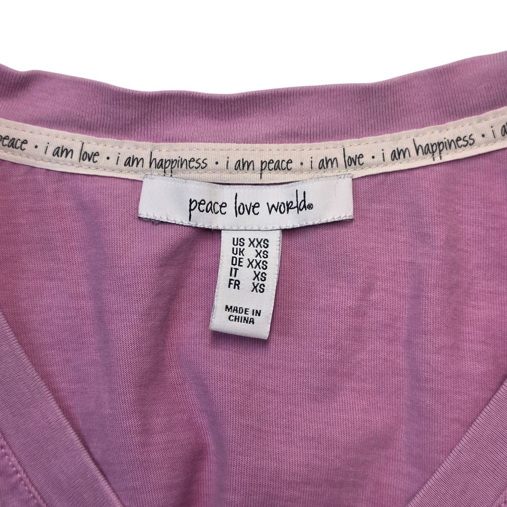 Peace Love World Womens XXS I Love Today Purple V Neck Short Sleeve‎ Tee - Picture 3 of 7